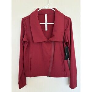 KARMA NEW Deborah Red Asymmetric Zip Front Wide Large Collar medium